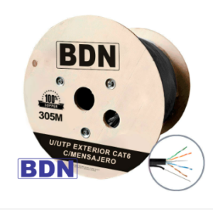 CABLE U/UTP EXTERIOR CAT6 C/MENSAJERO BDN 305M COBRE