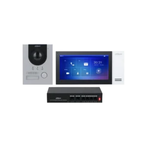 KTP04(S) Kit Videoportero IP Unidad externa, unidad interna, switch y montura en superficie Dahua