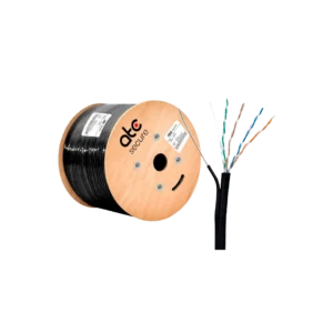 Cable UTP Cat5e Exterior c/mensajero 100% Cobre Negro 305MT PE 0.50MM ATC