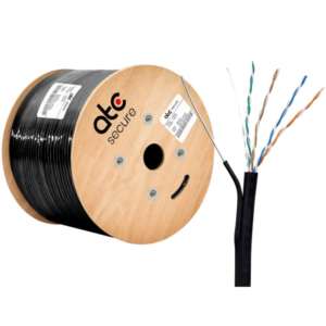 Cable UTP Cat5e Exterior c/mensajero 100% Cobre Negro 305MT PE 0.50MM ATC