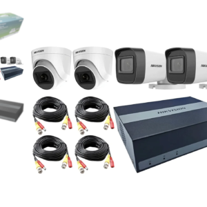 Kit camaras Video Grabador EDVR 4 Canales 300SSD 2Bullet+2Domos+4 Cable BNC 18mt+1Splitter - E04HG2B2T-KIT