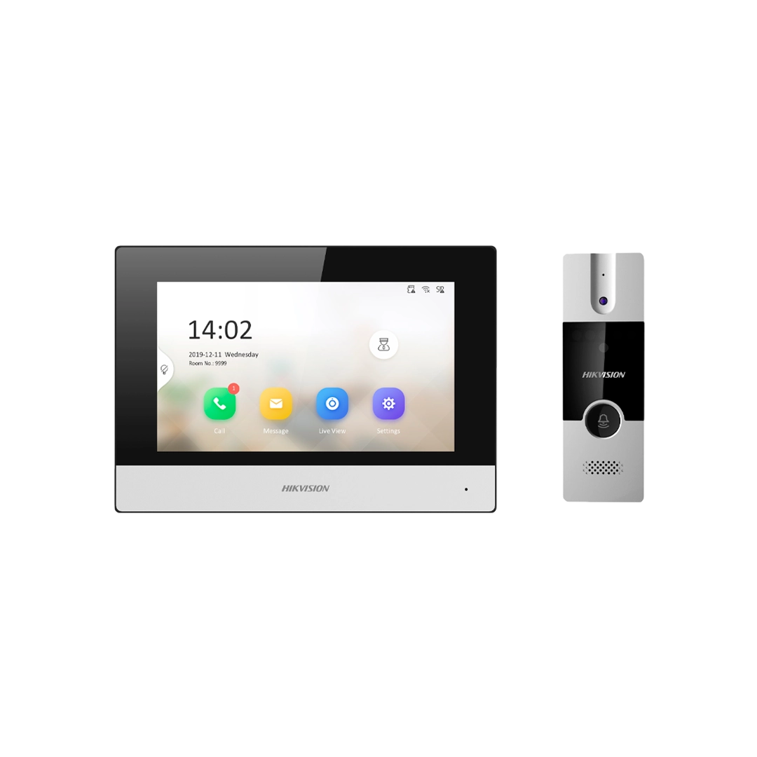 Kit IP Video Portero Hibrido Intercomunicado WiFi DS-KIS302-P Hikvision