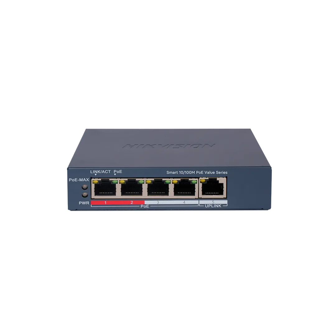 Switch 4FE PoE Inteligente DS-3E1105P-EI/M V2 Hikvision